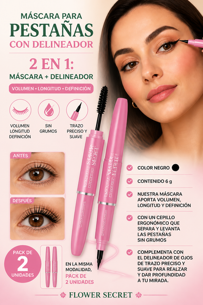 MASCARA PESTAÑAS CON DELINEADOR 2X1