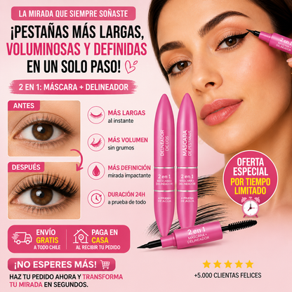 MASCARA PESTAÑAS CON DELINEADOR 2X1