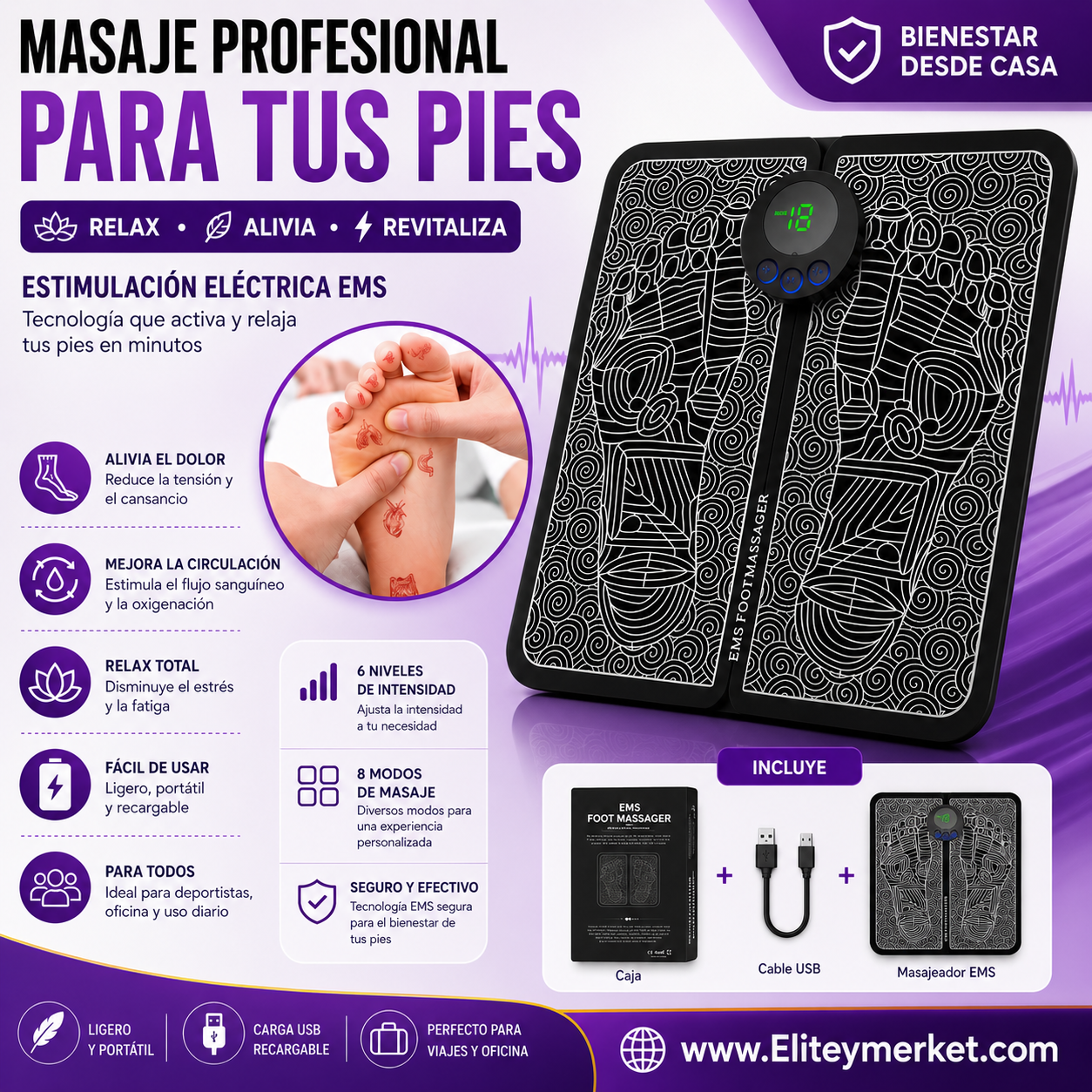 MASAJEADOR INTELIGENTE (Masajeador de Pies EMS)